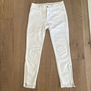 DL1961 Florence Cropped Jeans in Anaheim White Zipper Ankles Size 25